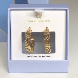 BRAND NEW House of Harlow 1960 Twisted Straw Hoop Earrings-